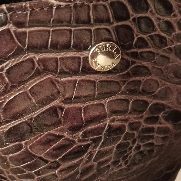 Furla Brown Croc-Embossed Tote Bag - Picture 2 of 10